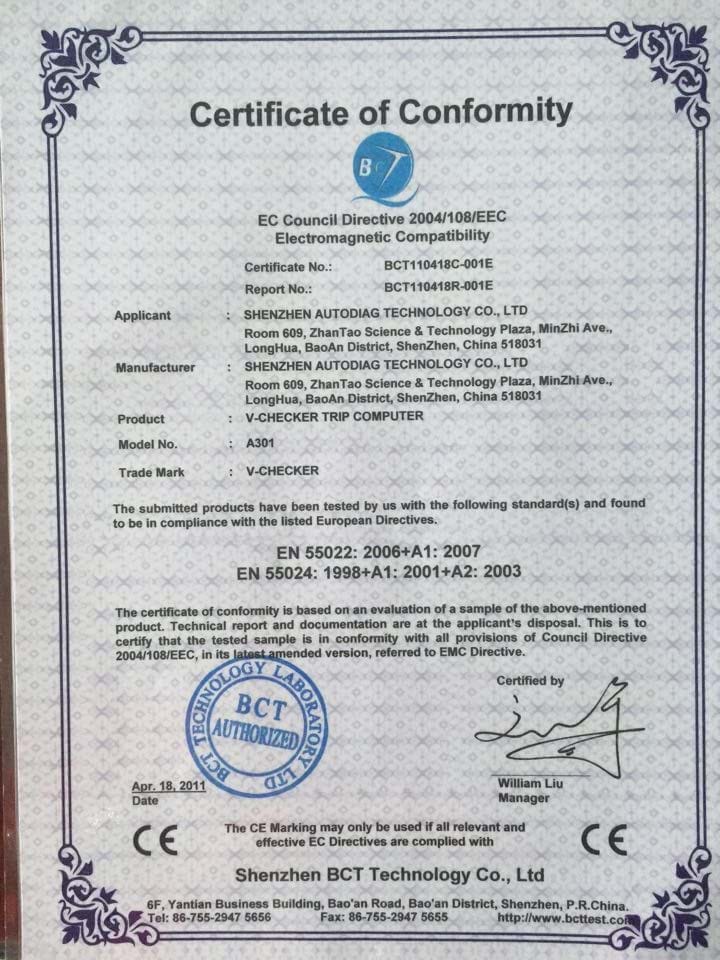 CE Certificate For super scanner V500