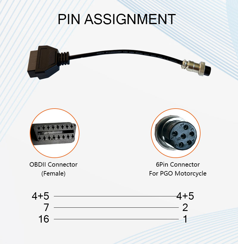 Obd Motorcycle Cable For 6 Pin Plug Cable Diagnostic Cable 6pin To Obd2 16  Pin Adapter